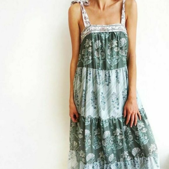 TIGERLILY Margaux Green Cotton Tiered Floral Maxi Dress NWT RRP$319 - Picture 6 of 15
